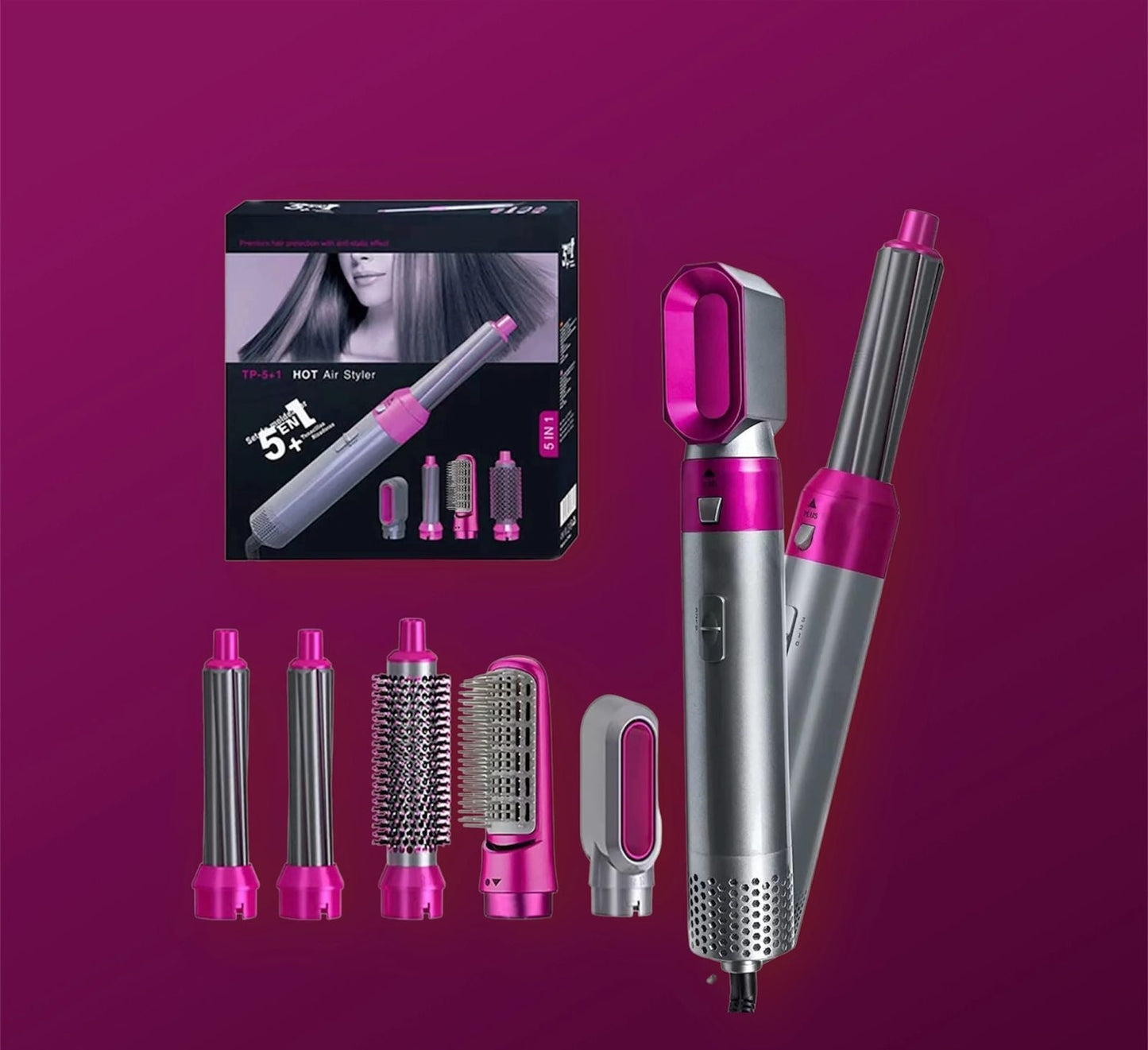 5 In 1 Hot Air Brush Hair Styler Curler Set