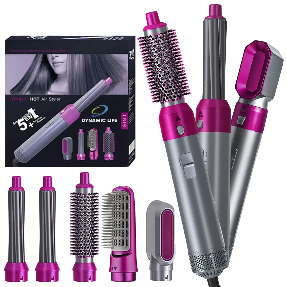 5 In 1 Hot Air Brush Hair Styler Curler Set